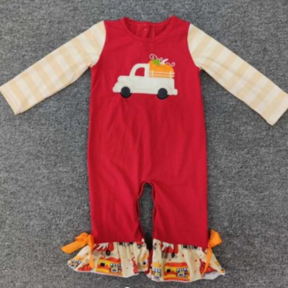 PUMPKINS ON THE TRUCK RUFFLED ROMPER